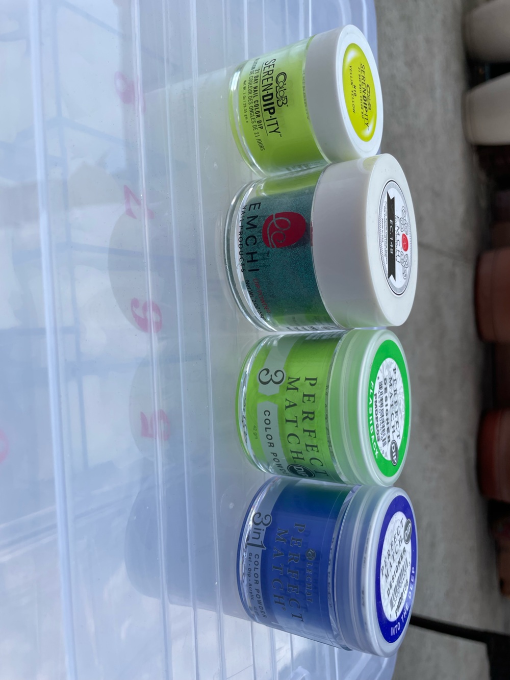 Neon Lime & Blue & Green Glitter Nail Dip Powder 4pc Set